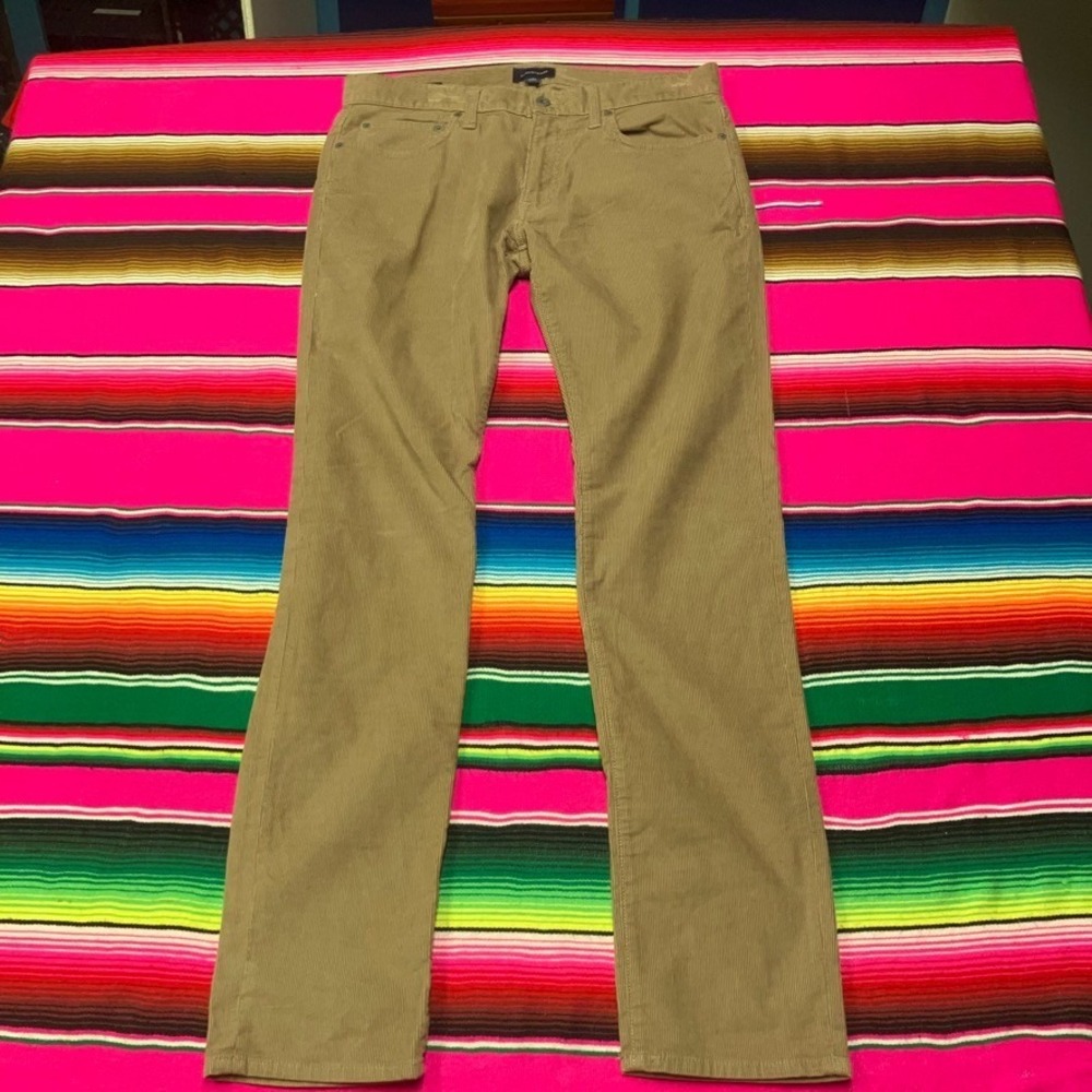 J Crew Pants Mens 32x34 (Fit 34x32) Brown Corduroy 484 Slim Straight Leg - Picture 2 of 10